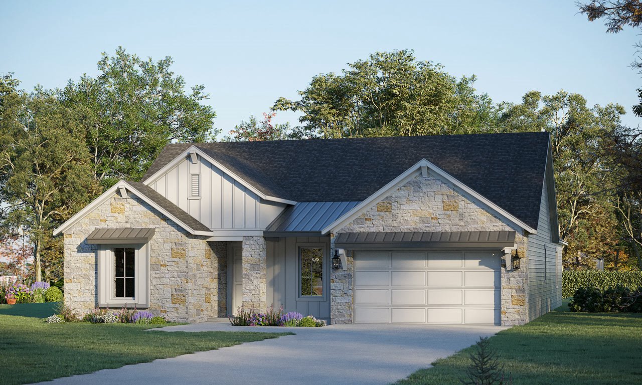 The Jefferson floor plan layout Elevation G from our upscale Presidential Series, is a 1-story home with 3 bedrooms, 2.5 bathrooms, and 2-car garage.