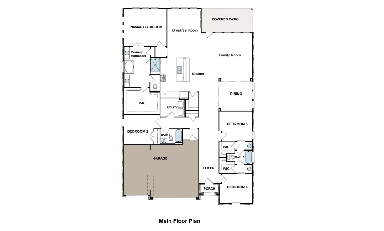 Johnson 1 story home floor plan layout, presidential series